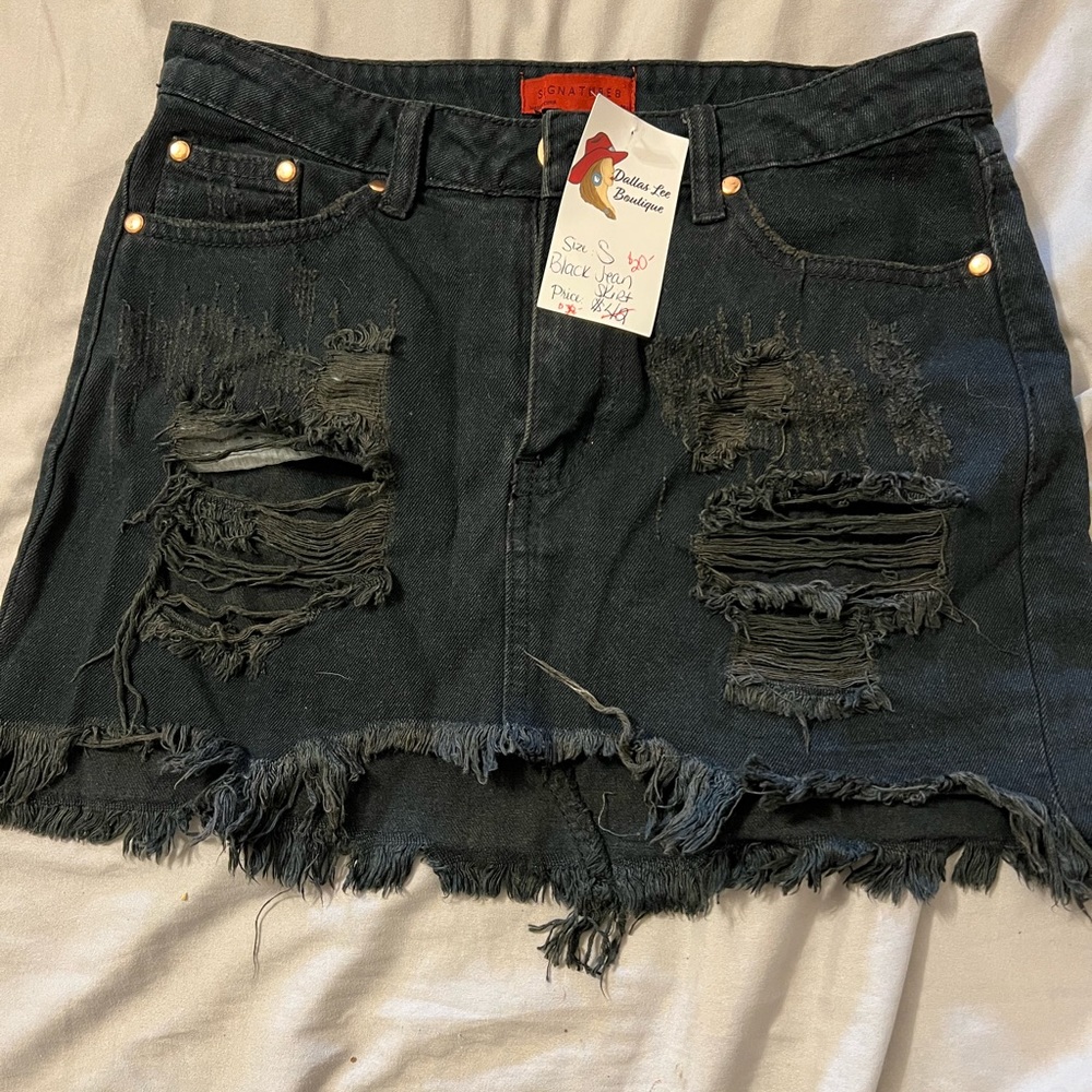 Small black denim skirt NWT